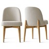 Upholstered Linen Dining Chairs with Solid Wood Legs, Modern Armless Fabric Chairs for Dining Room or Kitchen Table-Maison Boucle - 2 of 4
