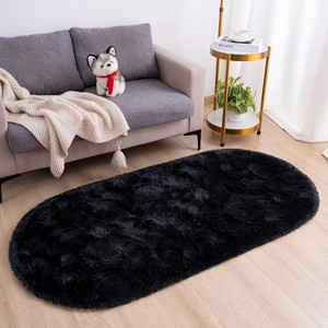Fluffy Oval Area Rug 2.6 x 5.3 Ft, Soft Fuzzy Shag Carpet for Bedroom Bedside, Non-Slip Plush Shaggy Rug - 1 of 4