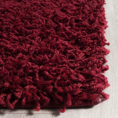 Athens Red Synthetic Shag Area Rug, 3' x 5'