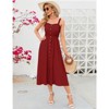 Women's Dress Casual Summer Spaghetti Strap Dress Button Down Sleeveless A Line Beach Swing Midi Sundress - 4 of 4