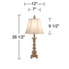 Regency Hill Elize Traditional Table Lamps 26 1/2" High Set of 2 Whitewashed Candlestick with Table Top Dimmers Beige Shade for Bedroom Living Room - 4 of 4