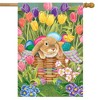 Spring Rabbit Tulips House Flag Easter Eggs Floral 28" x 40" Briarwood Lane - 2 of 4