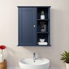 VANIRROR Blue Wall Mounted Bathroom Storage Cabinet, Above Toilet Wooden Medicine Cabinets with 2 Door & Adjustable Shelf, Soft Hinge - 2 of 4