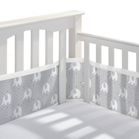 BreathableBaby Mesh Crib Liner, Classic Collection, Peaceful Elephant Gray - image 1 of 4