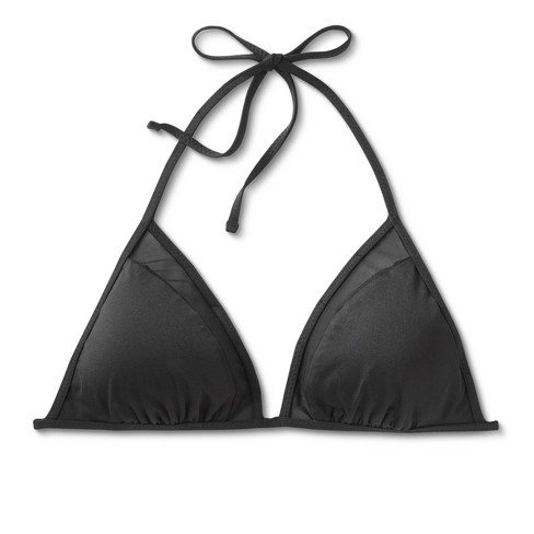 Women's Ring-Front Longline Triangle Bikini Top - Shade & Shore™ Black XL