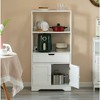 Tall Freestanding Wooden Storage Vanity, Kitchen Pantry, and Bathroom Cabinet Organizer, with 2 Open shelves, A drawer and 2 Door Cabinet, White - 3 of 4