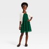 Girls' Tiered Lace Dress - Cat & Jack™ Dark Red - 3 of 3