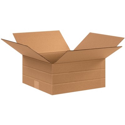 The Packaging Wholesalers Multi-Depth Corrugated Boxes 12 1/2" x 12 1/2" x 6" Kraft 25/Bundle