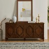 Gulches 65 in Walnut Rectangular Solid Wood MDF Console Table with 2 Compartments Adjustable Shelf Brass Handles - 2 of 4
