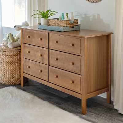 Chestnut Pine Wood 6-Drawer Double Dresser