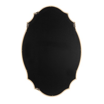 Natural Wood Scalloped Oval Wall Mirror 24x36