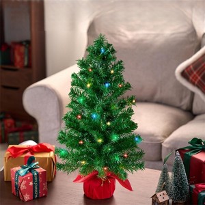 Joyfy Christmas Tree Decorations, 24"/2FT Mini Tabletop Artificial Xmas Tree with Multi-Color LED Lights, Christmas Decorations Indoor - 1 of 4