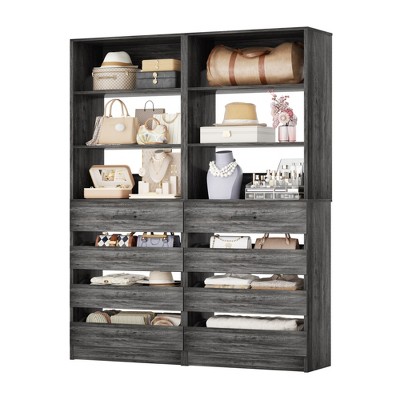 Aheaplus Closet System with 4 Drawers and Adjustable Shelves