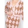 Slickblue Button-Front Cardigan With Diamond Pattern , Sweater , Fashion Layering Look , Pink and Mocha , S / M - 3 of 4