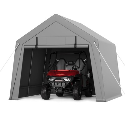 10x10ft Heavy Duty Carport Garage - Waterproof Storage Shed with Roll-Up Door, Galvanized Steel Frame