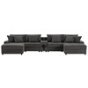 YOOCOZZ Corduroy Sectional Sofa with Bluetooth Speakers, Charging Ports, Hidden Storage, Cup Holders, and Movable Ottoman - Dark Gray - 2 of 4