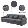 CAVINAS 104" Modern Linen Fabric Sofa Couch, 4-Seater Couch with Armrest Pockets and 4 Pillows, for Living Room, Apartment, Office - 3 of 4