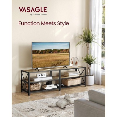 VASAGLE TV Stand, TV Console for TVs Up to 70 Inches, TV Table, TV Cabinet with Storage Shelves, Steel Frame