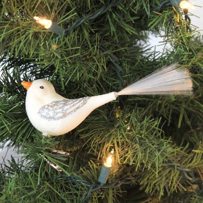 Sparkling White Glass Snowbird Clip-On Tree Topper