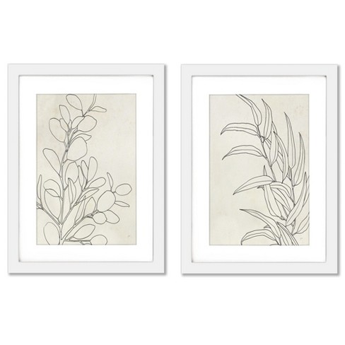 (set Of 2) Botany Sketches By Karyn Panganiban White Framed With Mat ...