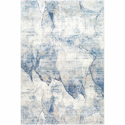 Hauteloom Creighton Blue Marble Textured Luxe Rug