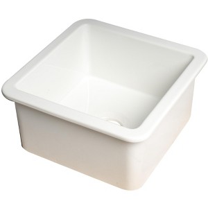 ALFI White Square 18 Inches x 18 Inches Undermount / Drop In Fireclay Prep Sink - 1 of 4