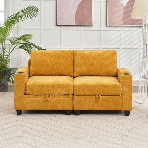 Hyleory Upholstered Chenille Storage Reception Loveseat for Living Room Bedroom - 1 of 4