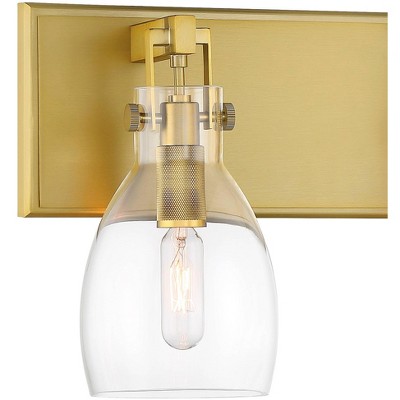 Soft Brass Tiberia 3-Light Bath Vanity with Clear Glass Shades