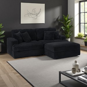 82" L-Shaped Sectional Sofa with Movable Footstool & Storage, 4 Toss Pillows - 1 of 4