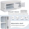 Kumasinova Magnetic Closure Shoe Bench with Adjustable Shelves, Classic 4-Door Storage Bench with Linen Cushion, Entryway Ottoman with Storage - 3 of 4