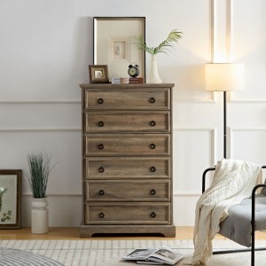 Modern 6 Drawer Dresser, Dressers for Bedroom, Tall Chest of Drawers Closet Organizers & Storage Clothes - Easy Pull Handle - 1 of 4
