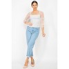 Slickblue Women's Square Neck Smocking Top with Mesh Sleeves - Ruffled Neckline, Dusty Blush or White, Size S-L - 3 of 4