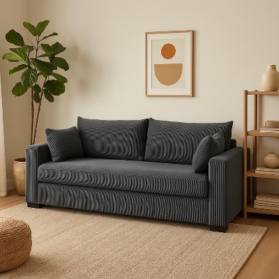 NicBex Modern Minimalist Corduroy Loveseat Sofa Couch with Two Pillows,2-Seat Lounge Sofa for Living Room,Apartment