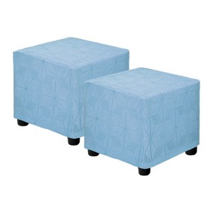 Unique Bargains Jacquard Scratch-Resistant Elastic Square Footrest Slipcovers 2 Pcs - 1 of 4