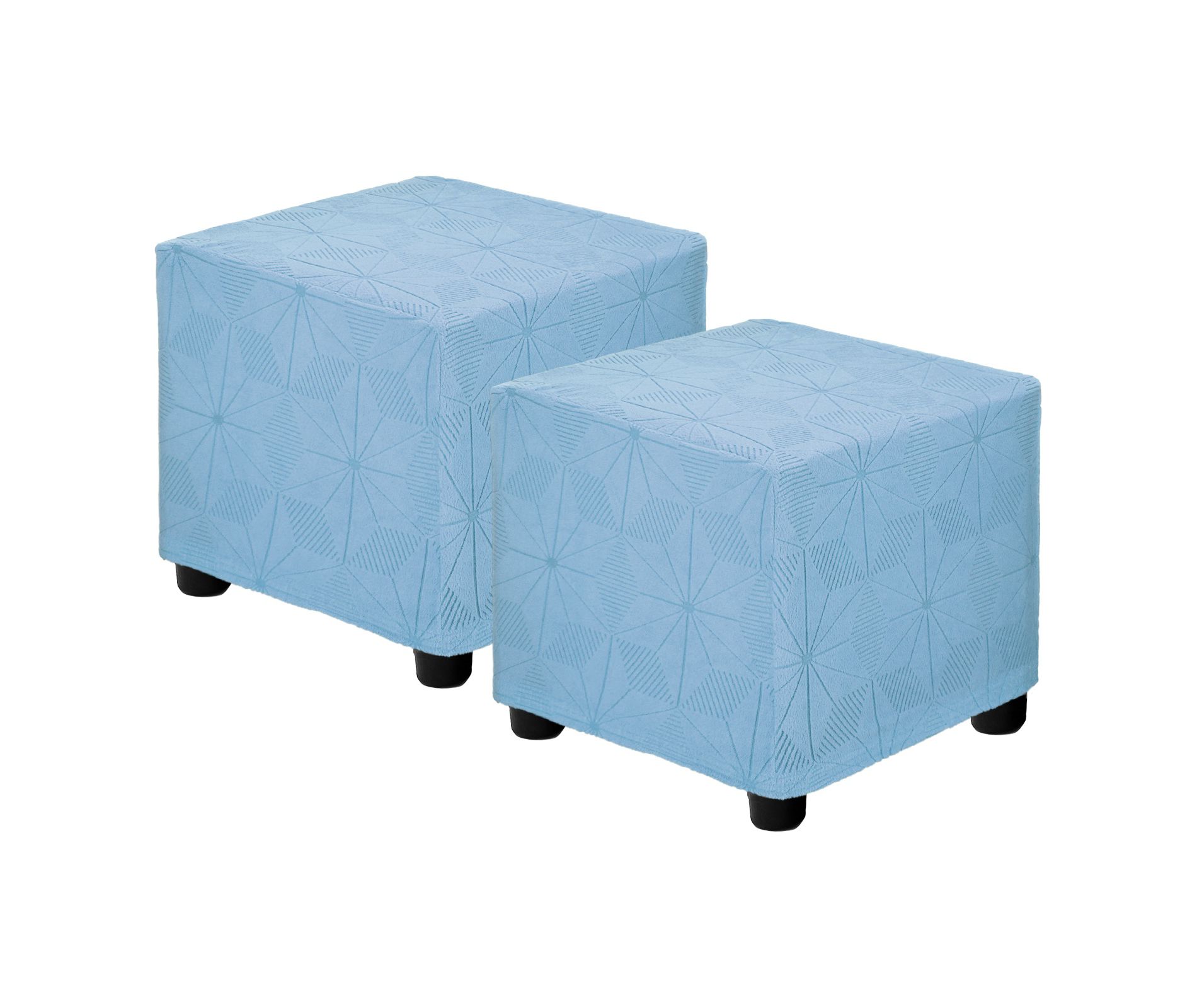 Unique Bargains Jacquard Scratch-Resistant Elastic Square Footrest Slipcovers 2 Pcs Lake Blue