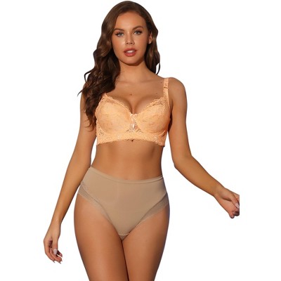 Allegra K Women's Breathable Underwired Lace Fixed Adjustable Straps Push-up 3/4 Cup Bralettes