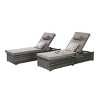 NicBex Outdoor Chaise Lounge Set of 2 with Storage, Side Table & Adjustable Backrest, Rattan Recliners with Cushions for Patio, Pool, Light Gray - 2 of 4