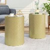 Okak Modern Round End Table with Hammer Marks, Cylindrical Side Table with Groove Design, Couch Table for Living Room, Bedroom, Set of 2 - 2 of 4