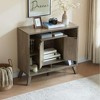 ORRD Compact Display Cabinet - 2-Door Sideboard w/4 Open Shelves, Metal Knobs & Wooden Flared Legs - 3 of 4