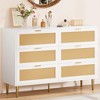 Natural Rattan 6-Drawer Dresser with Gold Legs - Wide Double Dresser with Anti-Tip for Bedroom - 2 of 4