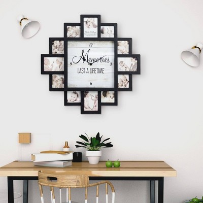 Black Geometric Picture Frame Collage Wall Clock