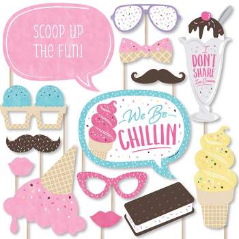 Big Dot of Happiness Scoop Up the Fun - Ice Cream - Sprinkles Party Photo Booth Props Kit - 20 Count