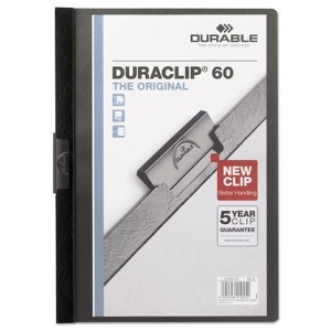 Durable Vinyl DuraClip Report Cover w/Clip Letter Holds 60 Pages Clear/Black 221401 - 1 of 4