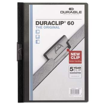 Durable Vinyl DuraClip Report Cover w/Clip Letter Holds 60 Pages Clear/Black 221401