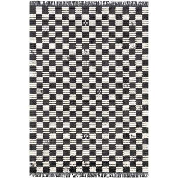 Pania Contemporary Checkered Fringe Area Rug