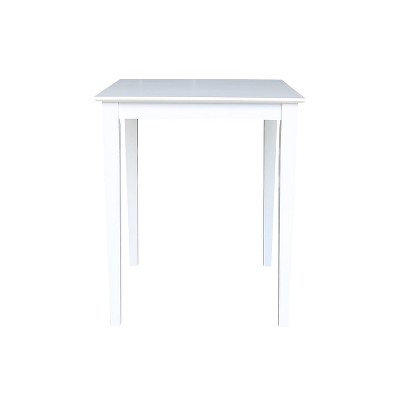 Elegant White Rubberwood 30" Square Counter Height Dining Table