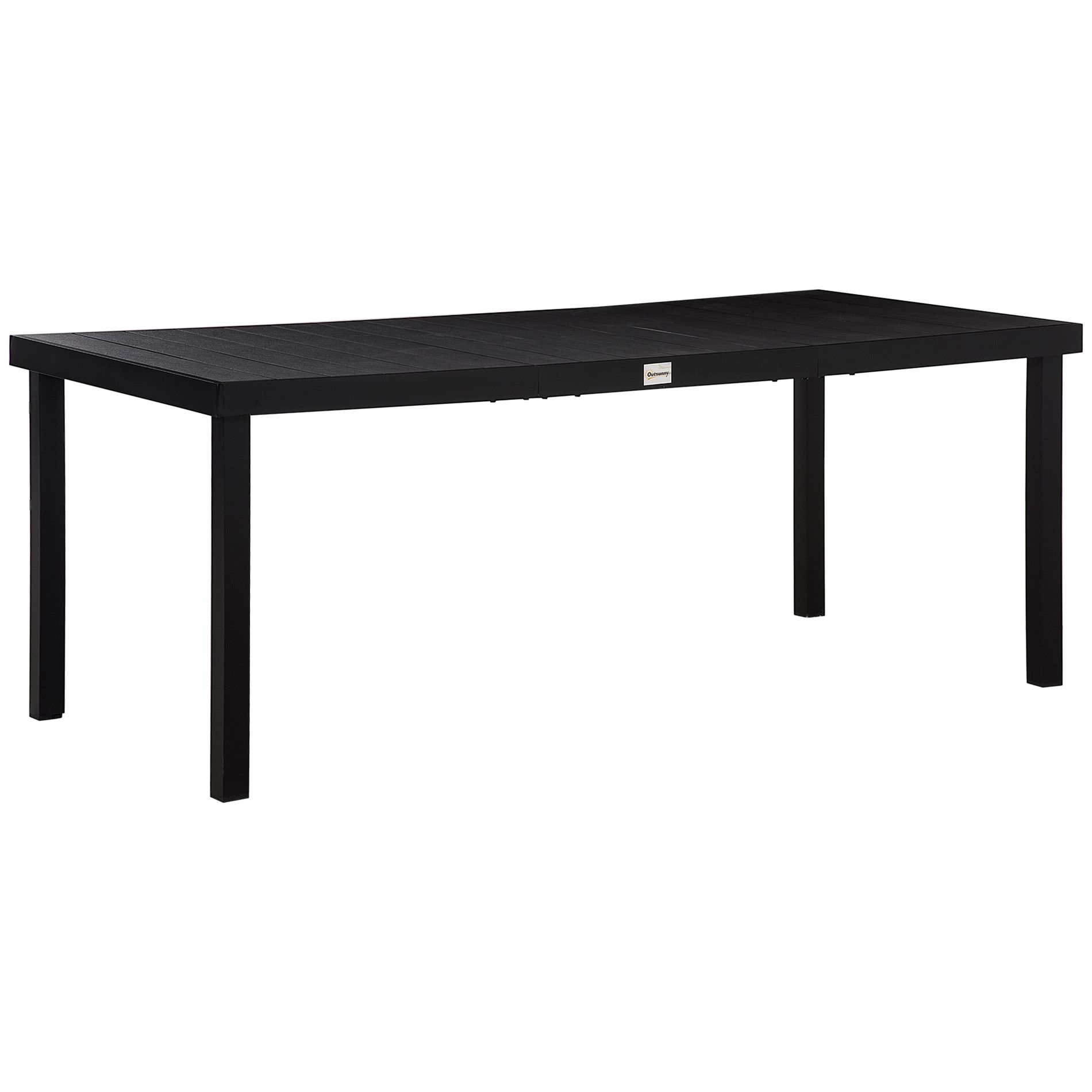 Outsunny 75" x 35" Outdoor Dining Table for 8 People, Rectangular Aluminum Frame Garden Table with All-Weather Faux Wood Top, Black