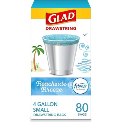Glad Small Drawstring Trash Bags - Beachside Breeze - 4 Gallon