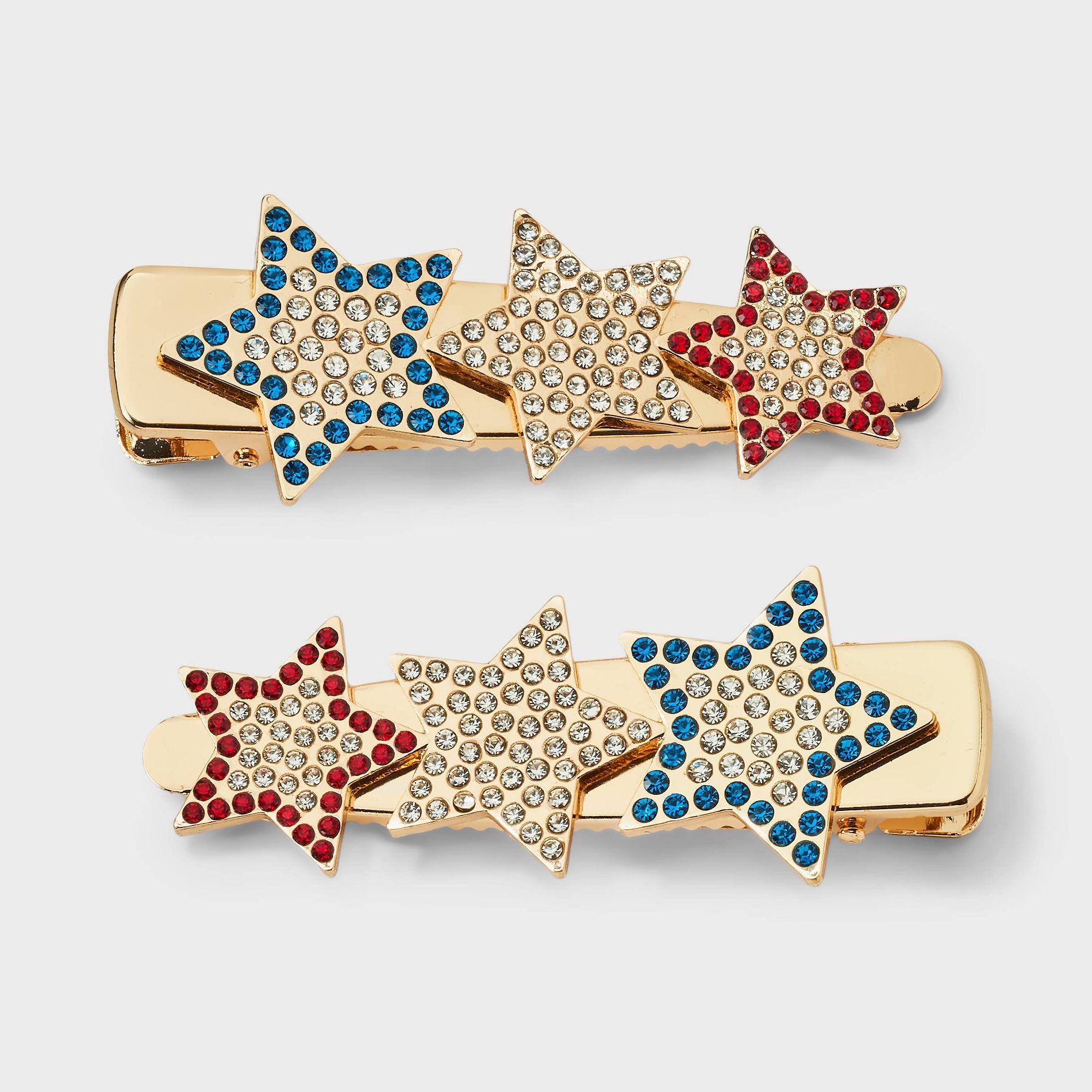 Americana Star Clip 2pc Set - Gold/Multi
