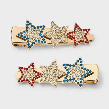 Americana Star Clip 2pc Set - Gold/Multi